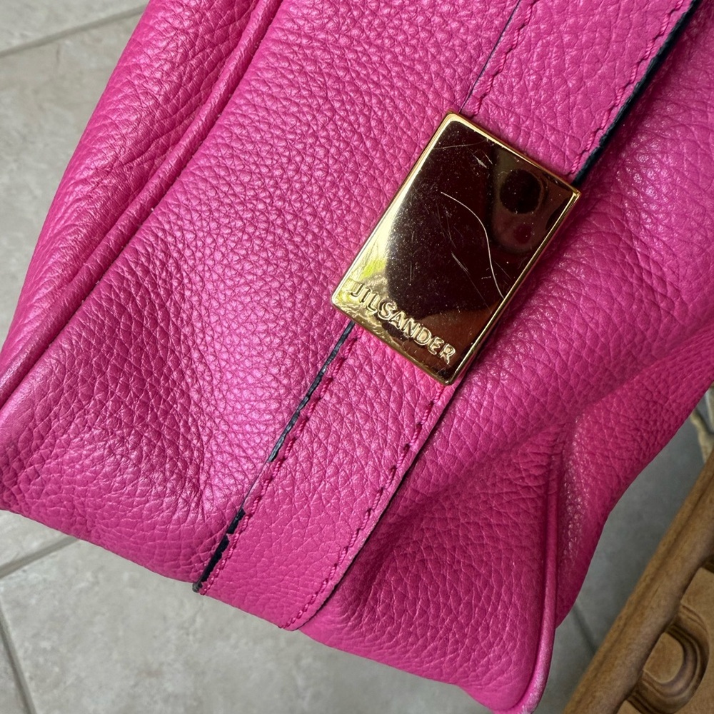 Jil Sander Barbie Pink leather hand bag gold accents - Picture 6 of 15